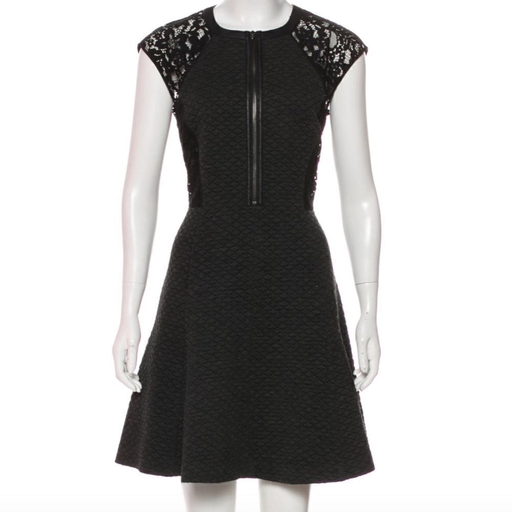 💙 EUC Rebecca Taylor Quilting & Lace A-Line Dress